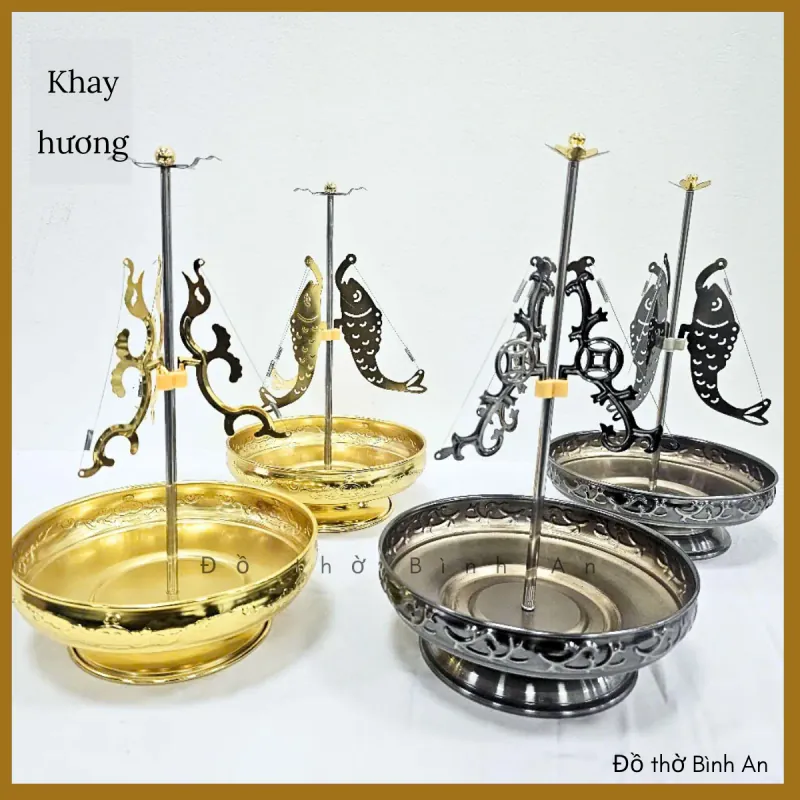 Khay cắm hương vòng, khay xông trầm hương - Đồ thờ Bình An - Decor Phong thuỷ 717637