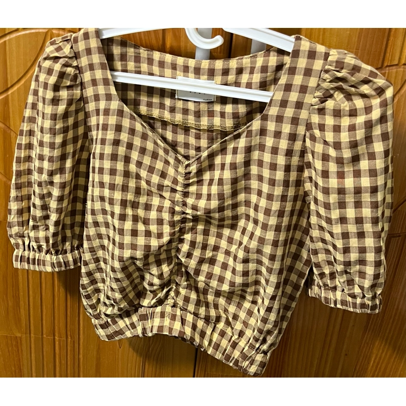 Áo sơ mi caro croptop cho nữ dưới 45kg 521477
