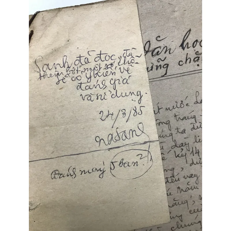 Bảo thảo của nhà văn Văn Linh - có thủ bút xét duyệt của nhà thơ Nguyễn Xuân Sanh 713276