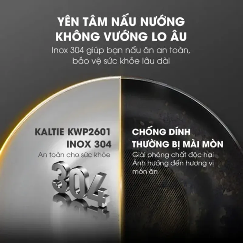 Chảo inox 304 lòng sâu Kalite KWP2501 chống dính chống xước 577456