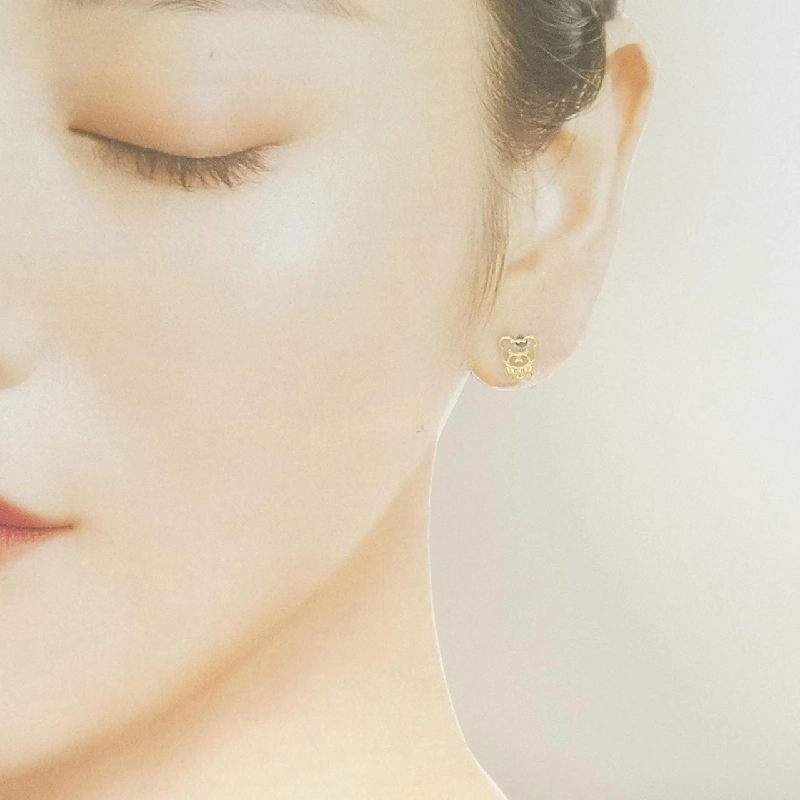 K18YG Gấu × Ruy băng Bông tai - Hàng hiệu Chính hãng 867451