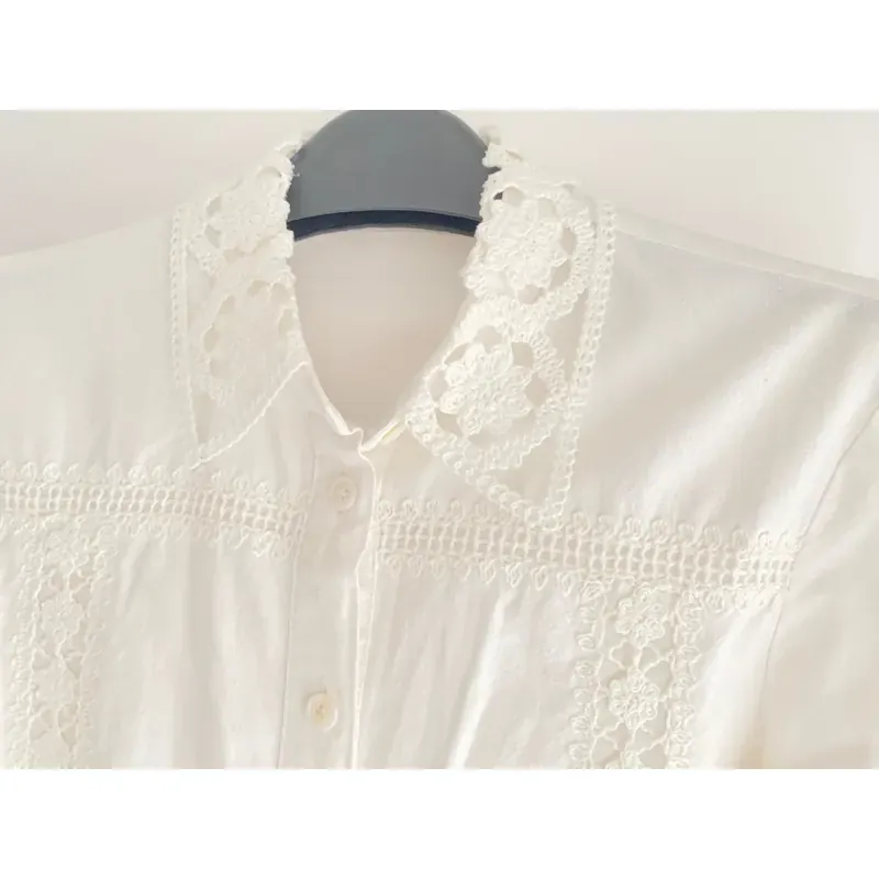 MỚI 99%***ÁO SƠ MI ZARA TRẮNG REN CROPTOP DÀI TAY* REN CÁCH ĐIỆU* TẶNG QUÀ 0Đ FREESHIP 588228