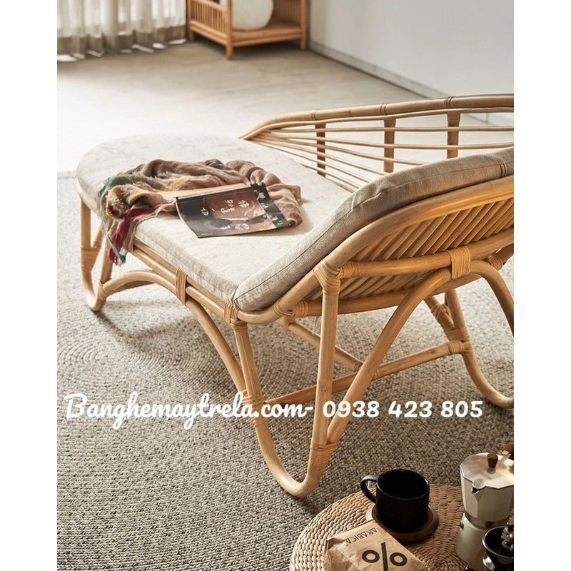 Ghế mây dài nằm thư giãn lưng cong 527877