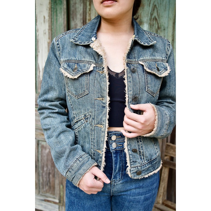 Khoác jeans iDenim lót lông mịn 80050