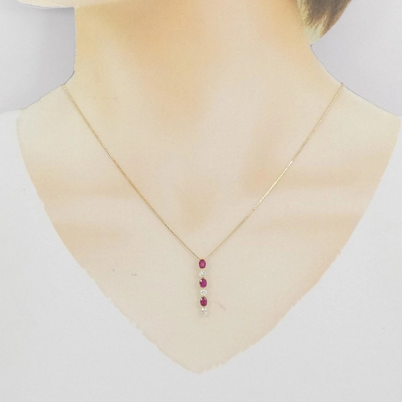 K18YG Dây chuyền Ruby 0.55CT - Hàng hiệu Chính hãng 865702