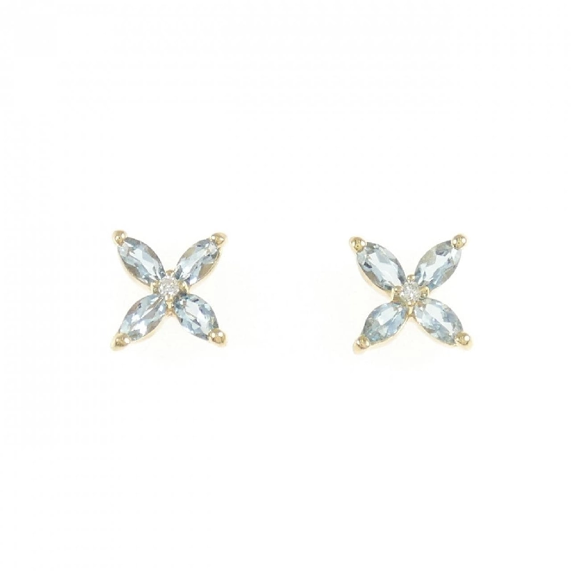 K18YG Hoa Aquamarine Bông Tai - Hàng hiệu Chính hãng 868352