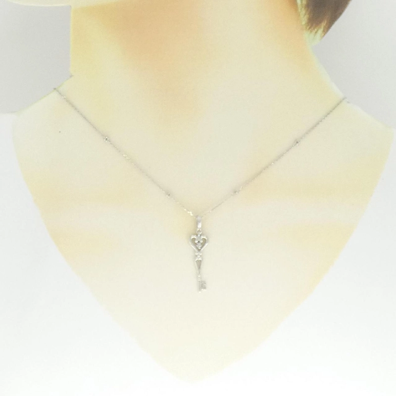 K18WG Chìa khóa × Trái tim Dây chuyền kim cương 0.01CT - Hàng hiệu Chính hãng 861292