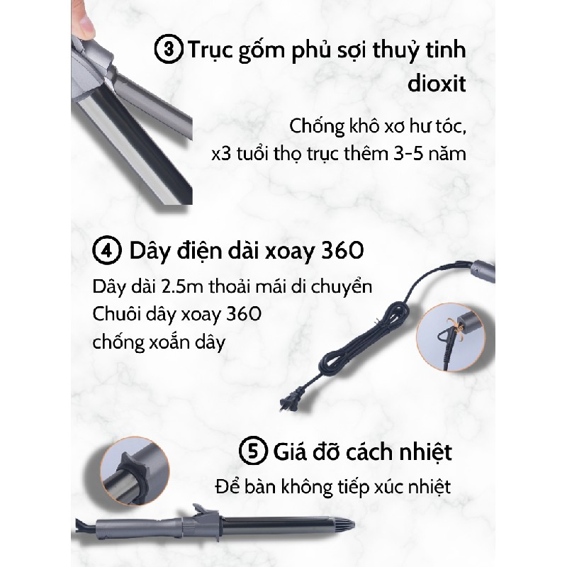 Máy uốn tóc xoăn Hàn Quốc Koremi tự xoay trục 360 độ 25mm   20431