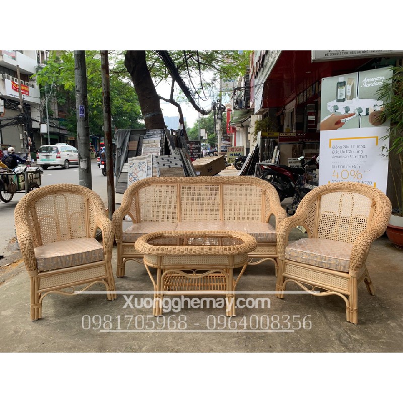 Sofa mây tre đan truyền thống cho phòng khách gia đình 60490