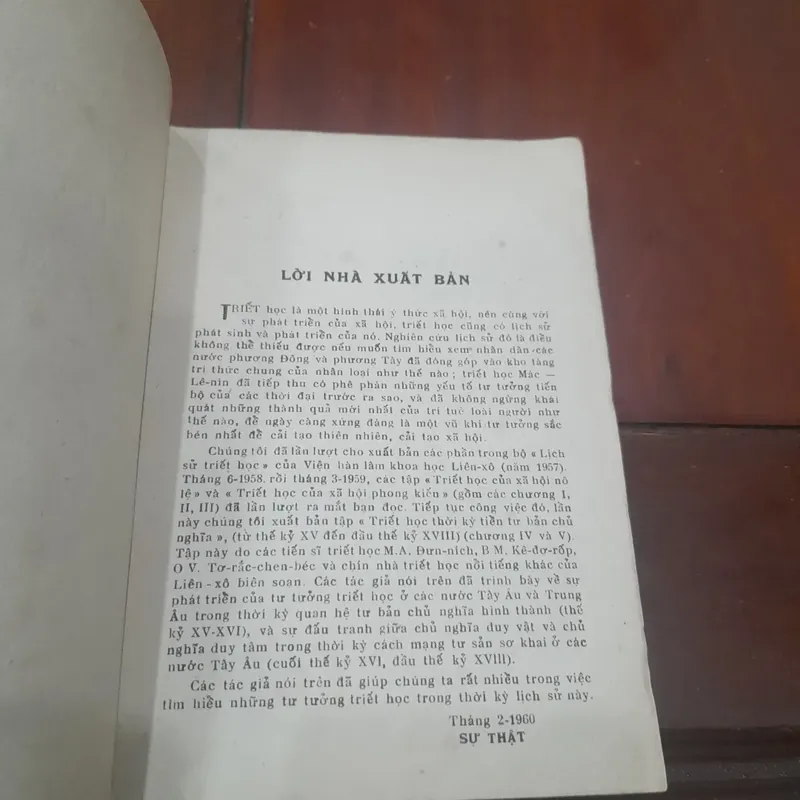 TRIẾT HỌC thời kỳ TIỀN TƯ BẢN CHỦ NGHĨA (xuất bản năm 1960) 714627