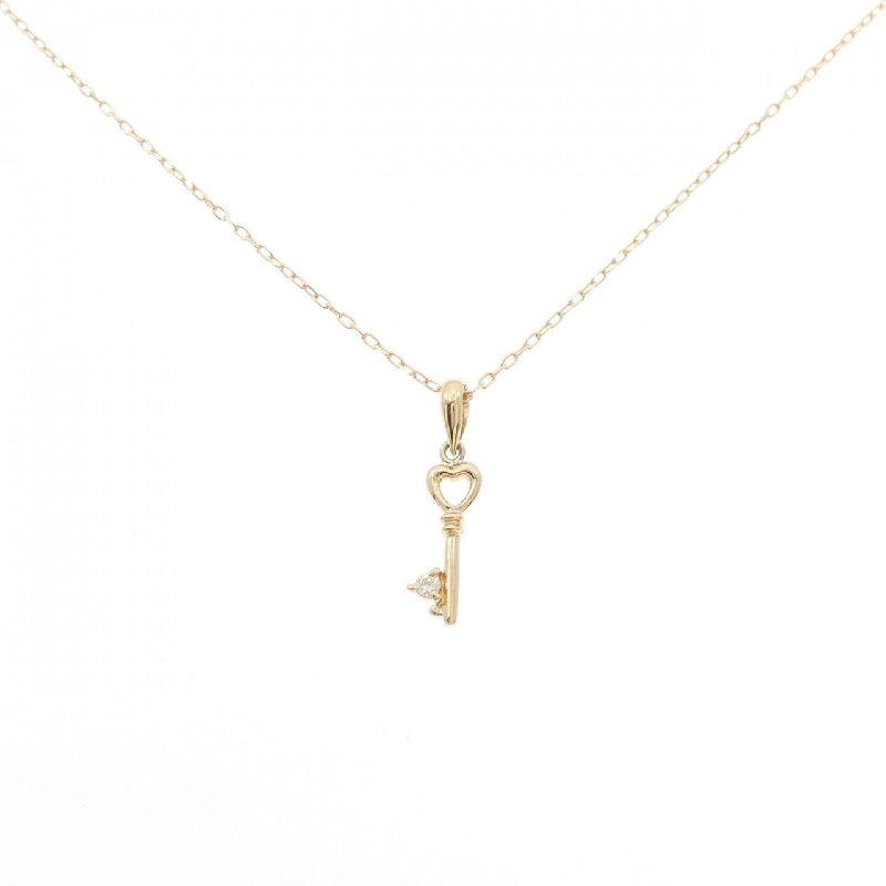 K18YG Mặt Dây Chuyền Hình Tim × Chìa Khóa Đính Kim Cương - Hàng hiệu Chính Hãng 860745