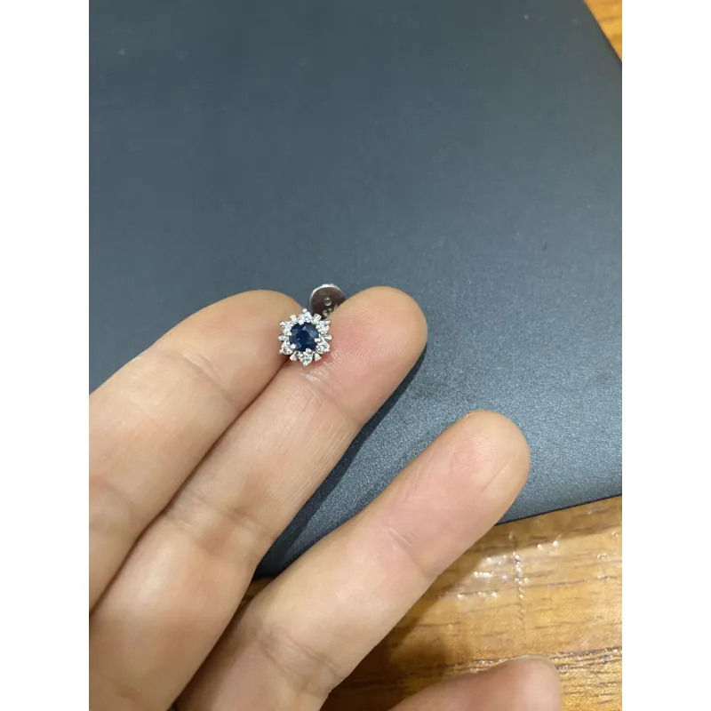 Lẻ 1 nụ bac 925 saphire siêu xinh xanh đậm 999924