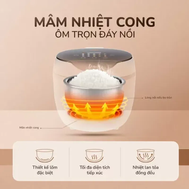 Nồi cơm điện tử UNIE URC612 , nấu cơm giảm đường, lòng nồi inox, dung tích 1,2L 574510
