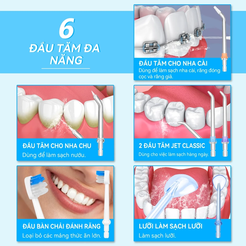 Máy tăm nước cầm tay H2OFloss HF-9P - Màu trắng 278624