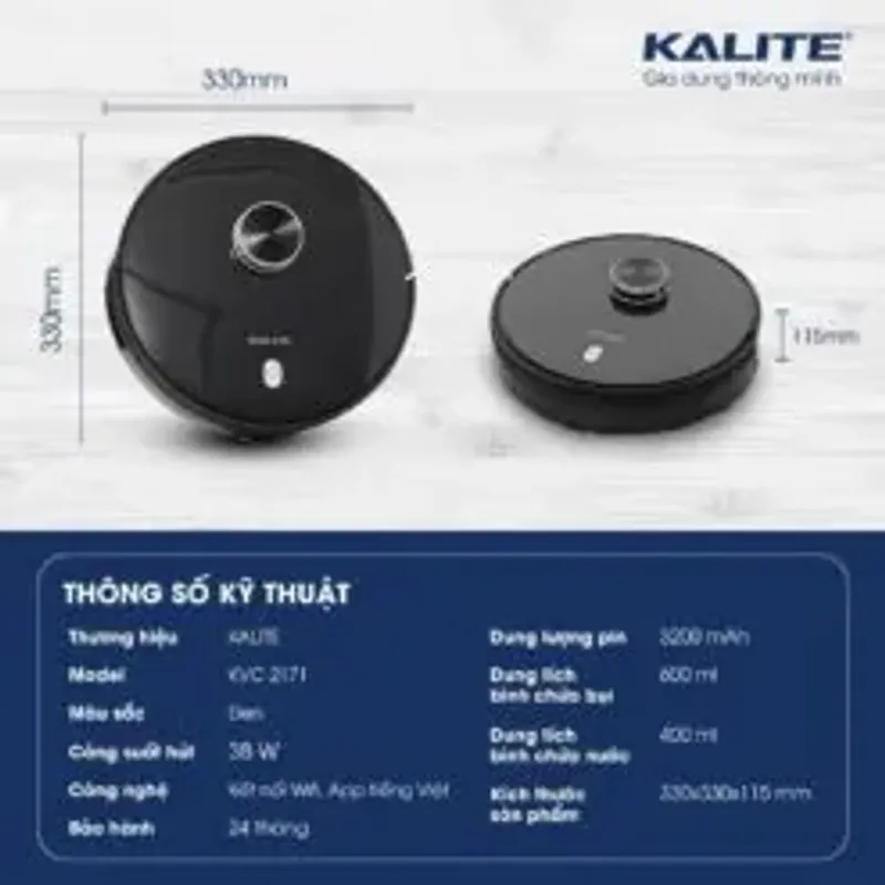 🤖 Robot hút bụi lau nhà Kalite KVC2171 – Cảm biến đa hướng, làm sạch thông minh từng góc! 708749