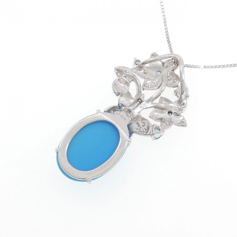 K18WG Hoa Turquoise Dây chuyền 11.00CT - Hàng hiệu Chính hãng 861029