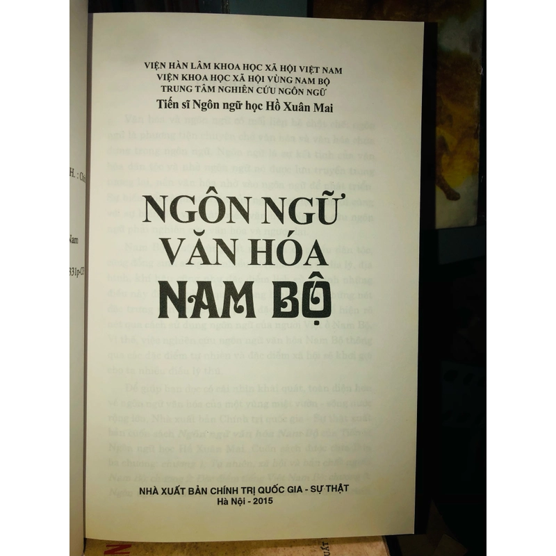 Ngôn ngữ văn hoá Nam Bộ - Tiến sĩ ngôn ngữ học Hồ Xuân Mai 466298