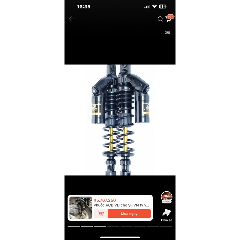 Phuộc RCB 2 tăng chỉnh (cũ) cho xe Air Blade 446579