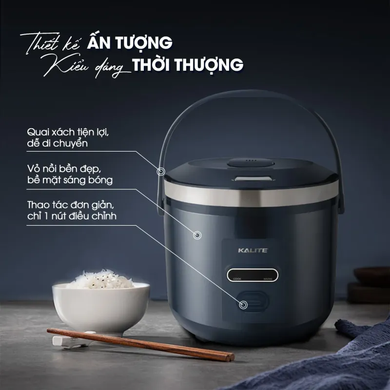 🥢 Nồi cơm điện KALITE KRC8218 – 1,8L, đa chế độ nấu: cơm, cháo, hầm, hấp tiện lợi! 707685