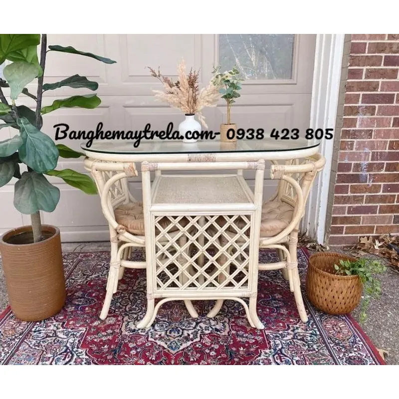 Bàn ghế mây cà phê 600693