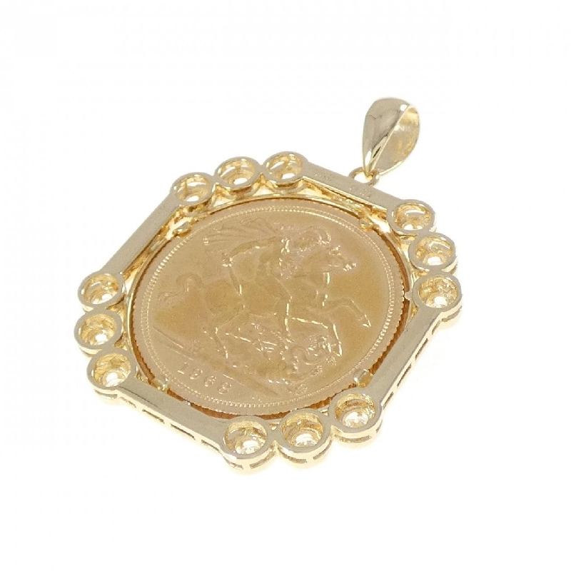 K18YG(khung) Kim cương Đồng xu 0.37CT Mặt dây chuyền - Hàng hiệu Chính hãng 871012