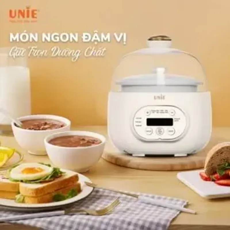 🍲 Nồi nấu chậm UNIE USC102W – Hẹn giờ 12 tiếng, thố gốm Ceramic cao cấp 785635