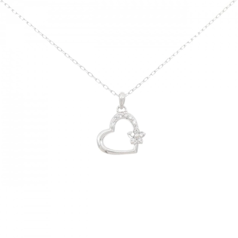 K18WG Mặt Dây Chuyền Hình Tim × Hoa Kim Cương 0.07CT - Hàng hiệu Chính hãng 862890