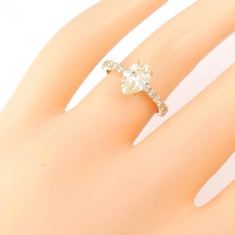 Nhẫn kim cương K18YG 1.049CT VLY VVS2 cắt Marquise - Hàng hiệu Chính hãng 875057