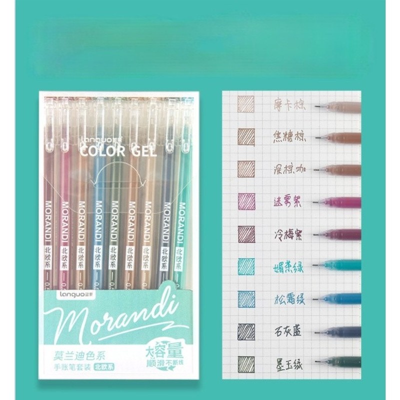 Set 9 bút gel mực Morandi nhiều màu - màu sắc tươi xinh - VPP THIÊN ÁI TA009 179247