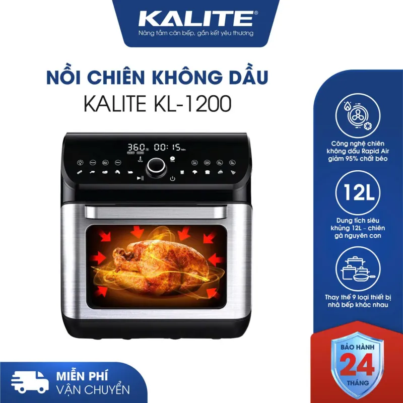 Nồi chiên không dầu KALITE KL-1200 12L giảm 95% chất béo 780976