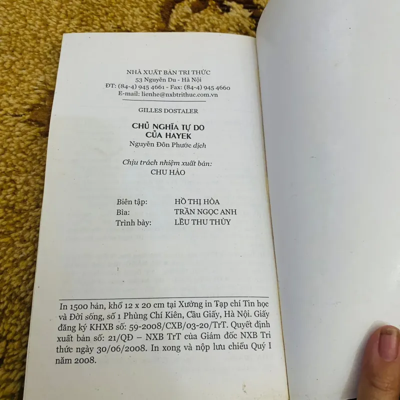 Chủ Nghĩa Tự Do Của Hayek - Gilles Dostaler#HATRA 1006118
