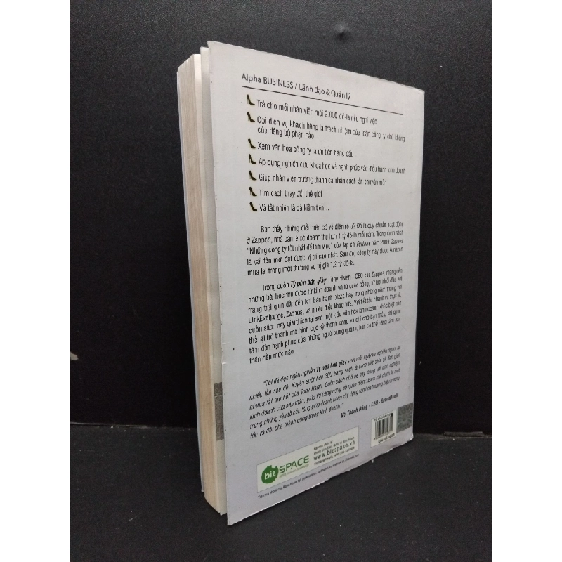 Tỷ phú bán giày Tony Hsieh mới 80% ố có viết vào sách 2014 HCM.ASB0609 272121