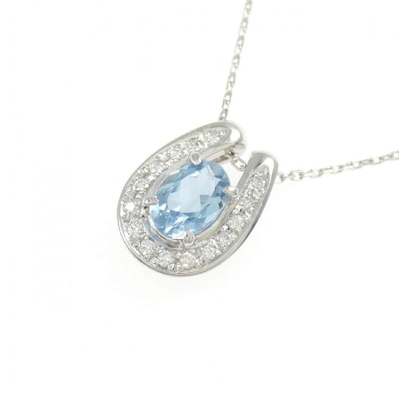 Dây chuyền aquamarine PT900/PT850 0.66CT - Hàng hiệu Authentic 856598