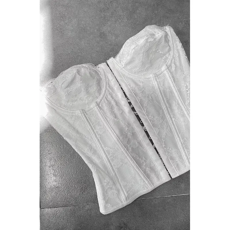 Áo corset ren ren phối ren phối dây vai mảnh màu be 758224