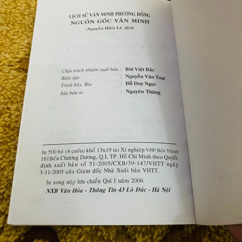 Nguồn gốc Văn minh -  Will Durant - Nguyễn Hiến Lê dịch#HATRA 1006128