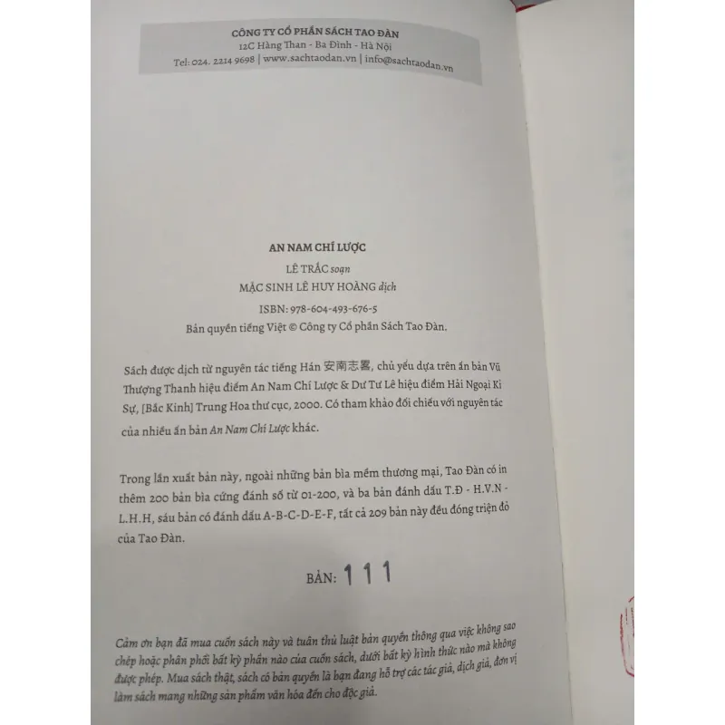 AN NAM CHÍ LƯỢC - LÊ TRẮC (MẶC SINH LÊ HUY HOÀNG dịch) 706483