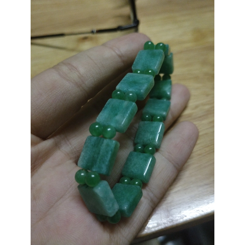 Vòng Tay Đá Ngọc Aventurine Xanh Hạt Vuông Xen Tròn – Phong Thủy Tài Lộc 540191
