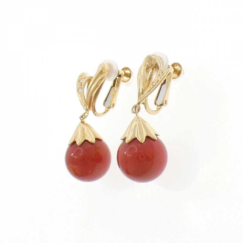 K18YG Bông tai san hô 11.4mm - Hàng hiệu Chính hãng 872361