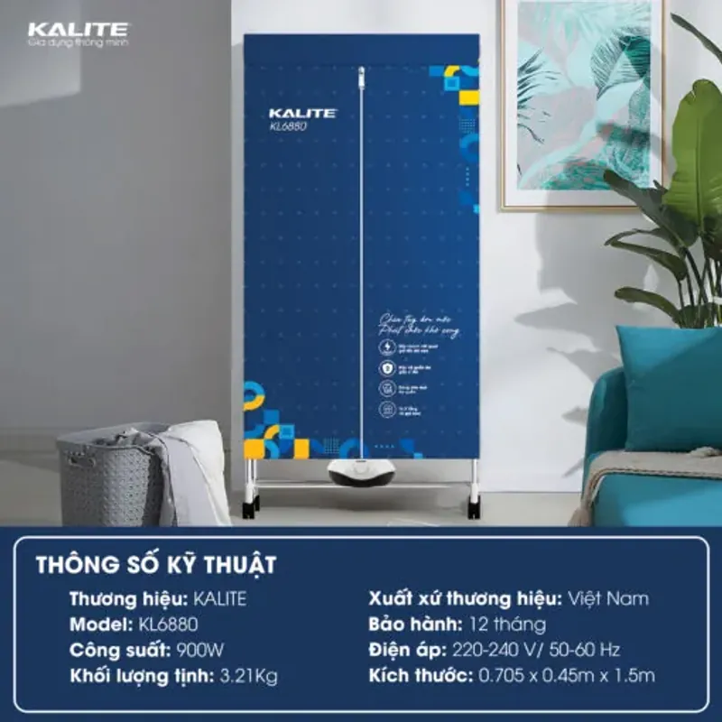 Tủ sấy quần áo KALITE KL6880 chính hãng sấy khô nhanh, diệt vi khuẩn, mới 100% 572844