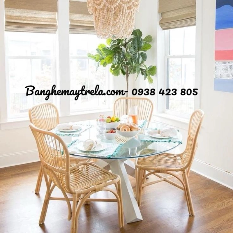Bộ bàn ghế ăn mây hiện đại 473174
