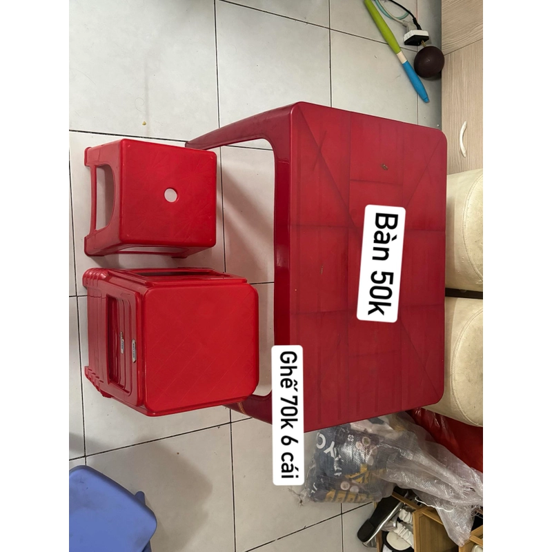 Thanh lý bộ bàn + 6 ghế nhựa 543527