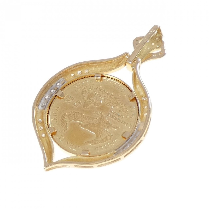 K18YG/PT(khung) Mặt dây chuyền đồng tiền kim cương 0.23CT - Hàng hiệu Chính hãng 869570