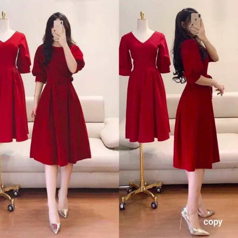 Váy nhung đỏ thắt nơ TOPSHOP size S 779659