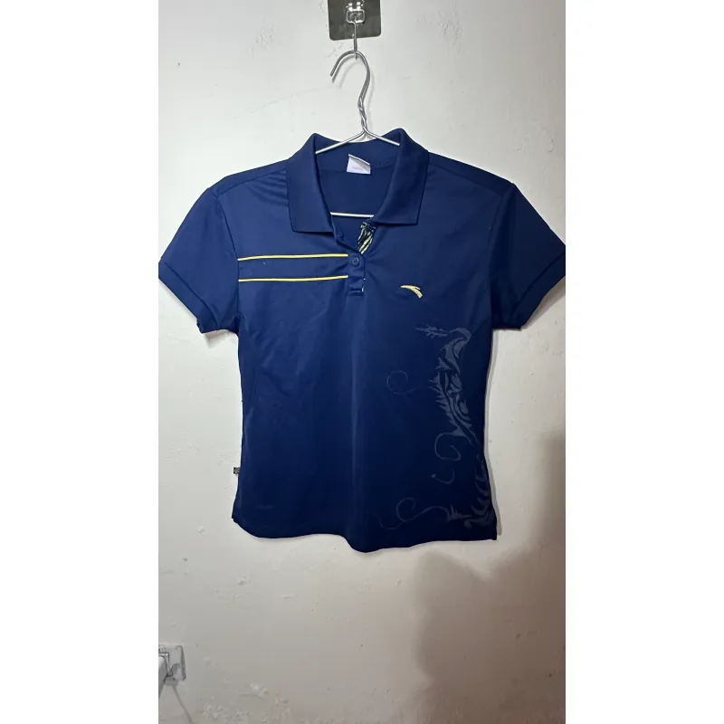 Áo thun thể thao caro xanh navy cổ tròn tay ngắn 734223