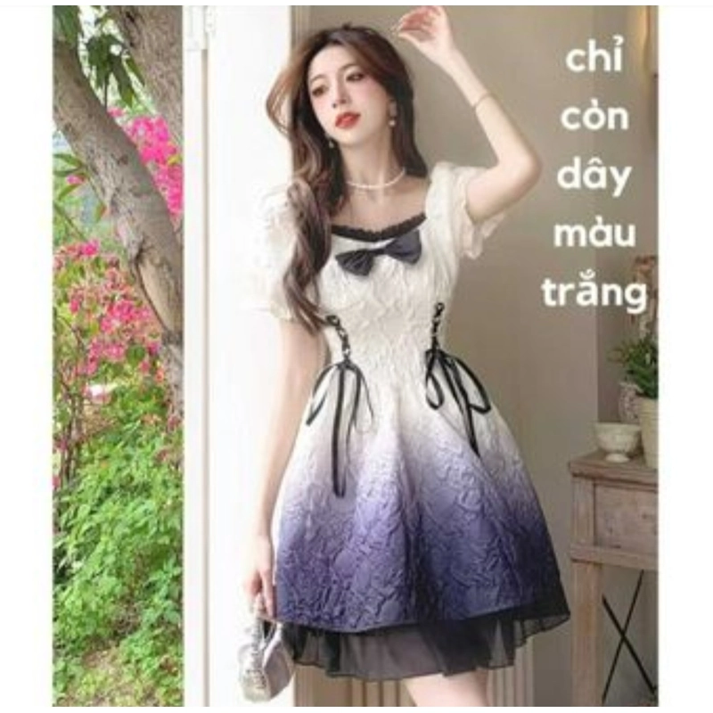 đầm loang màu tay bồng bo chun, phong cách công chúa lolita 332269