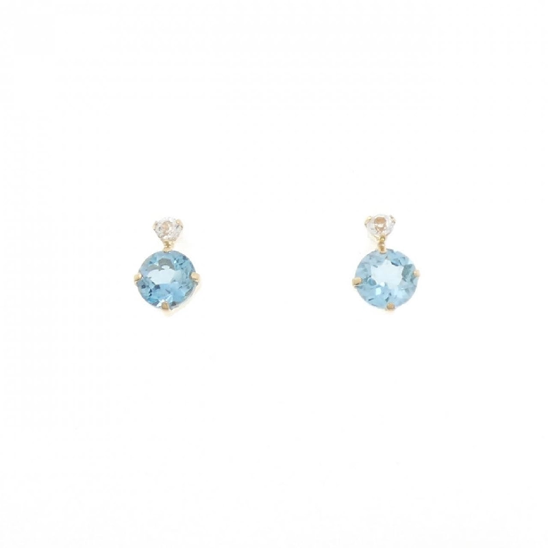 K18YG Blue Topaz Earrings - Hàng hiệu Authentic 870495