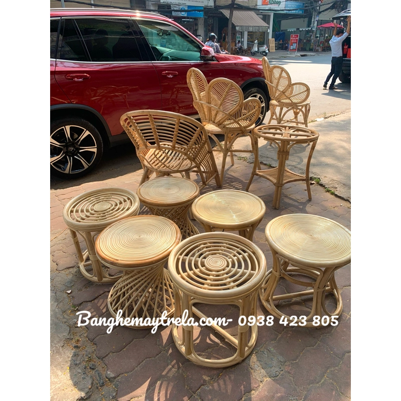 Bàn ghế đôn mây uống trà 500112