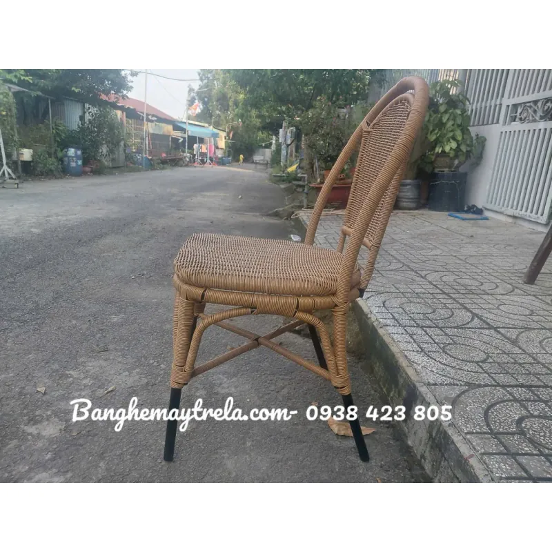 Ghế mây đan nhựa chân sắt 592032