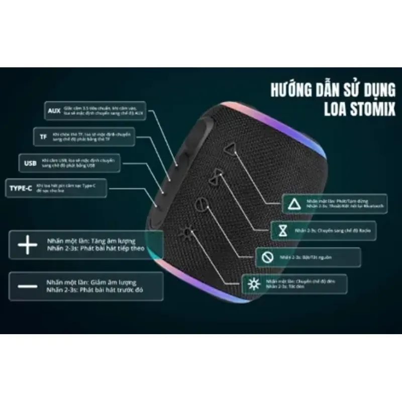 Loa Bluetooth Gochek Stomix C8, bluetooth 5.3, chống nước IPX7, tặng tai nghe bluetooth 974878