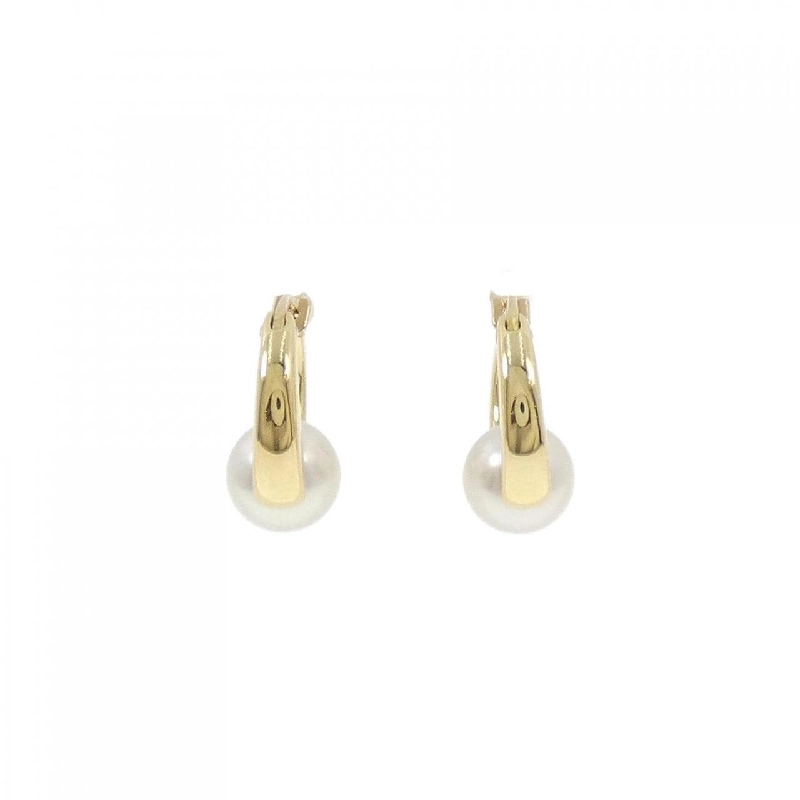 Khuyên tai hình vòng K18YG với ngọc trai Akoya 7.0mm - Hàng hiệu Chính hãng 872074